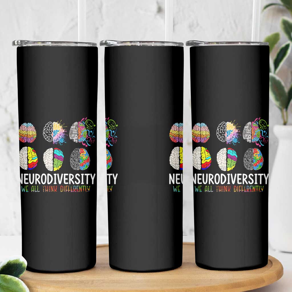 Embrace Neurodiversity Skinny Tumbler We All Think Differently