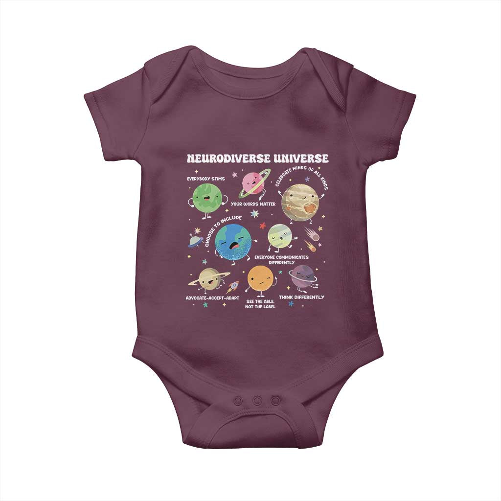 Neurodiverse Universe Baby Onesie Autism Awareness ASD ADHD Neurodiversity Sped Teacher