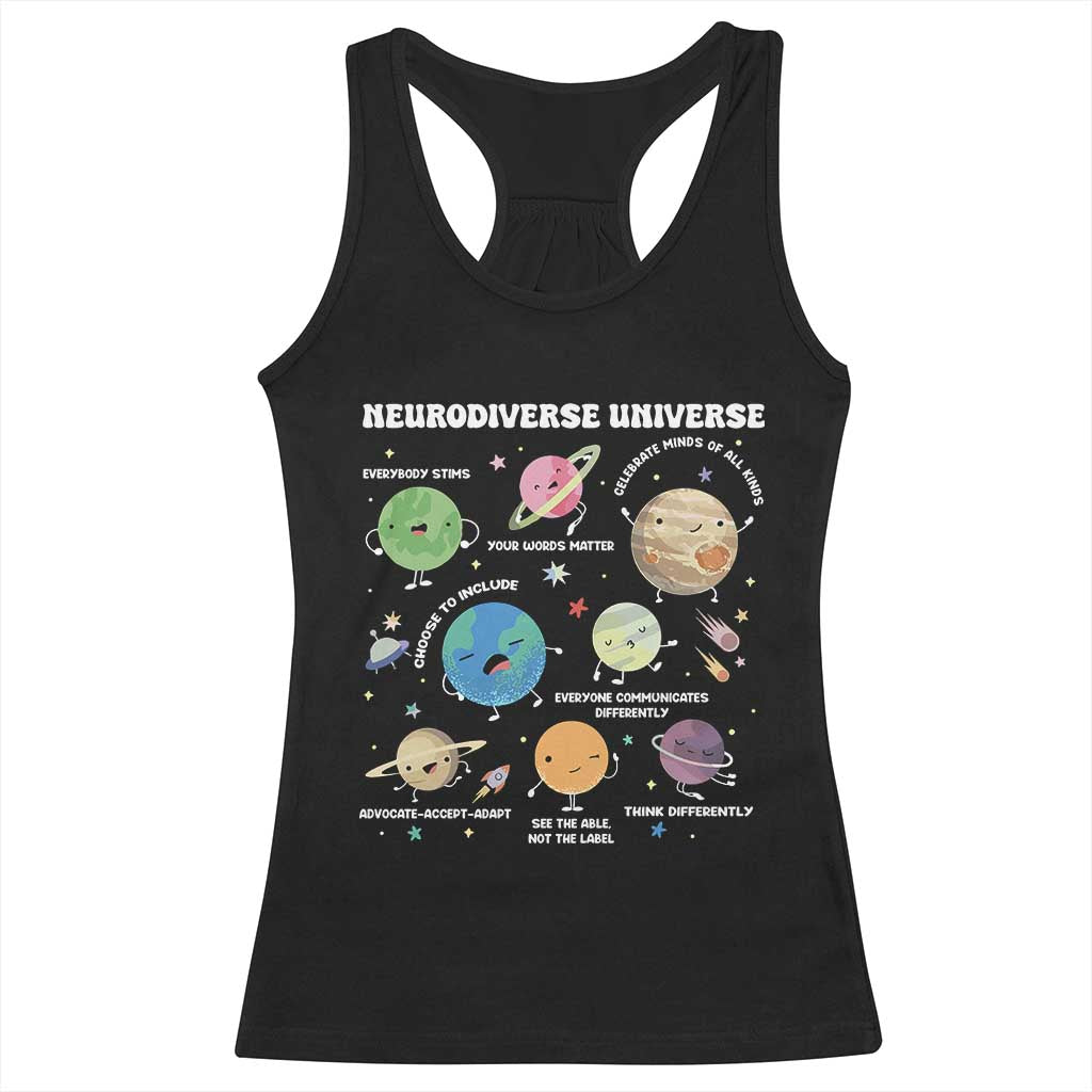Neurodiverse Universe Racerback Tank Top Autism Awareness ASD ADHD Neurodiversity Sped Teacher