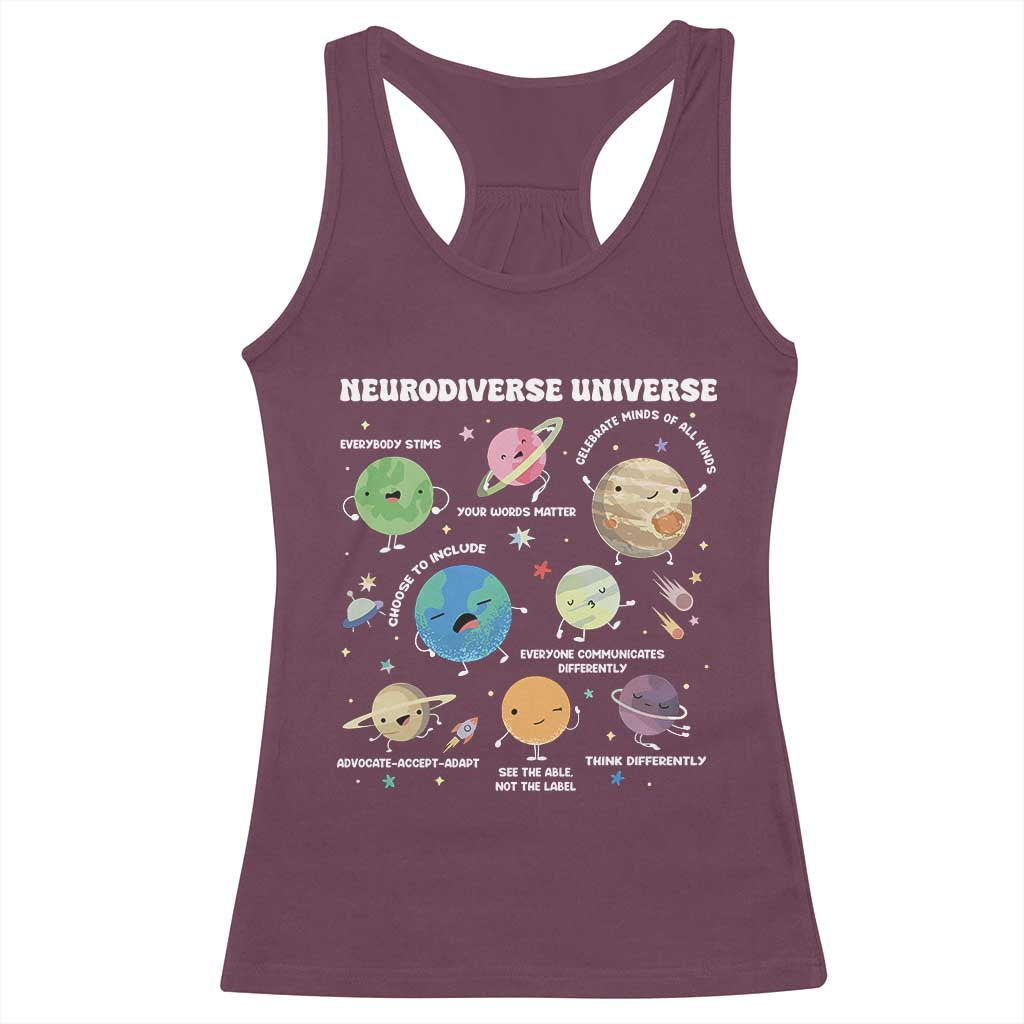 Neurodiverse Universe Racerback Tank Top Autism Awareness ASD ADHD Neurodiversity Sped Teacher