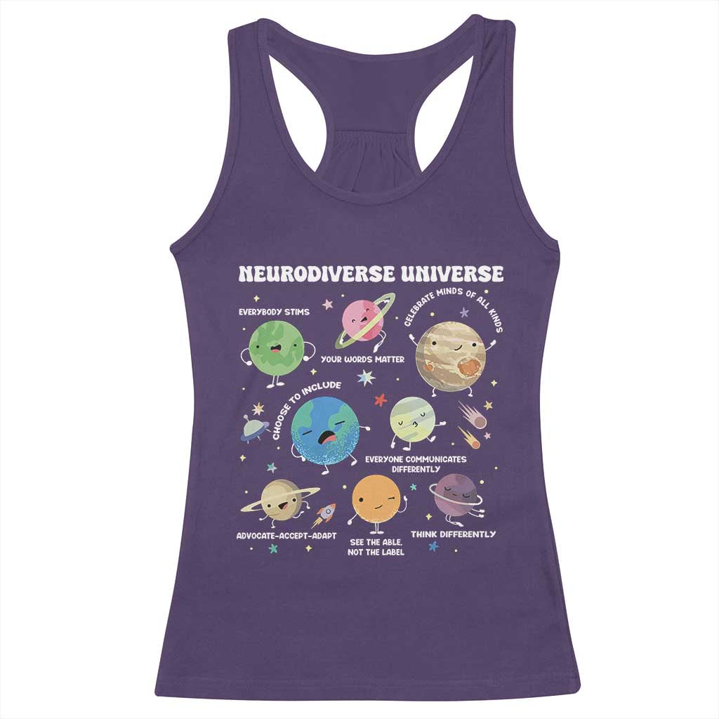 Neurodiverse Universe Racerback Tank Top Autism Awareness ASD ADHD Neurodiversity Sped Teacher