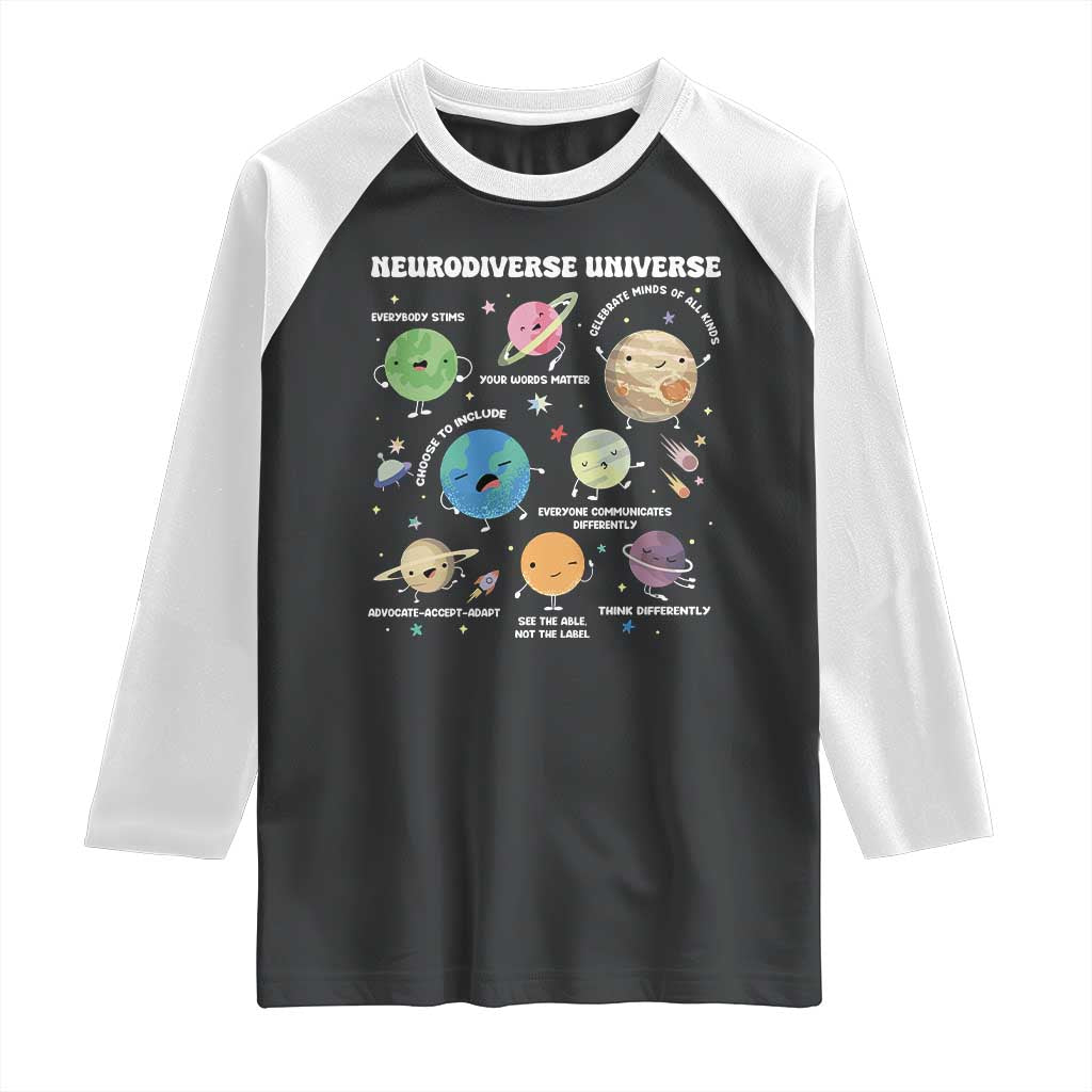 Neurodiverse Universe Raglan Shirt Autism Awareness ASD ADHD Neurodiversity Sped Teacher