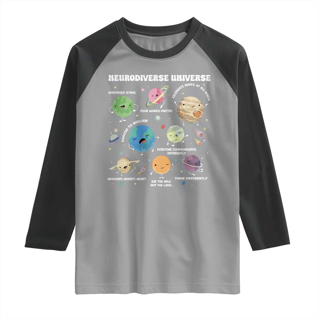 Neurodiverse Universe Raglan Shirt Autism Awareness ASD ADHD Neurodiversity Sped Teacher