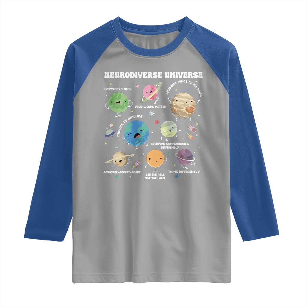Neurodiverse Universe Raglan Shirt Autism Awareness ASD ADHD Neurodiversity Sped Teacher
