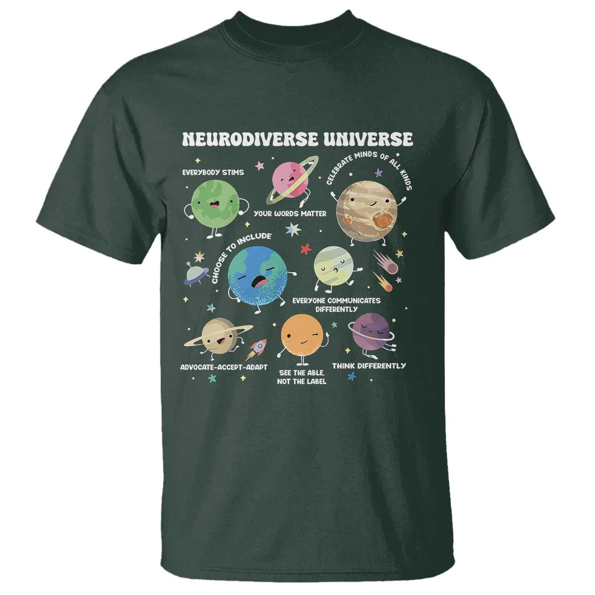Neurodiverse Universe T Shirt Autism Awareness ASD ADHD Neurodiversity Sped Teacher