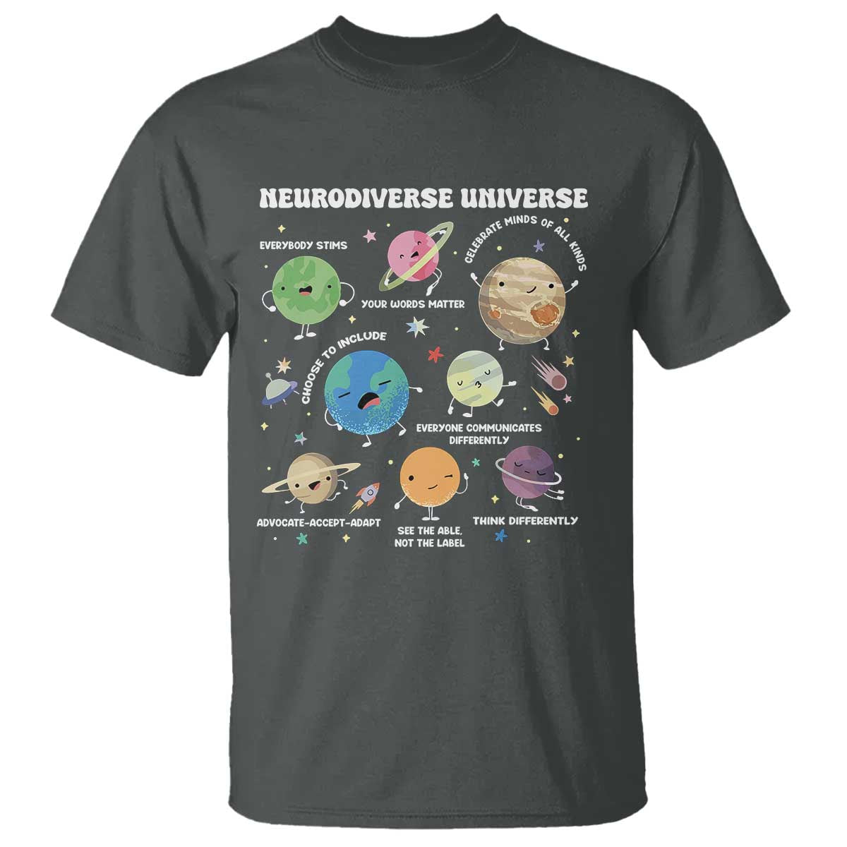 Neurodiverse Universe T Shirt Autism Awareness ASD ADHD Neurodiversity Sped Teacher