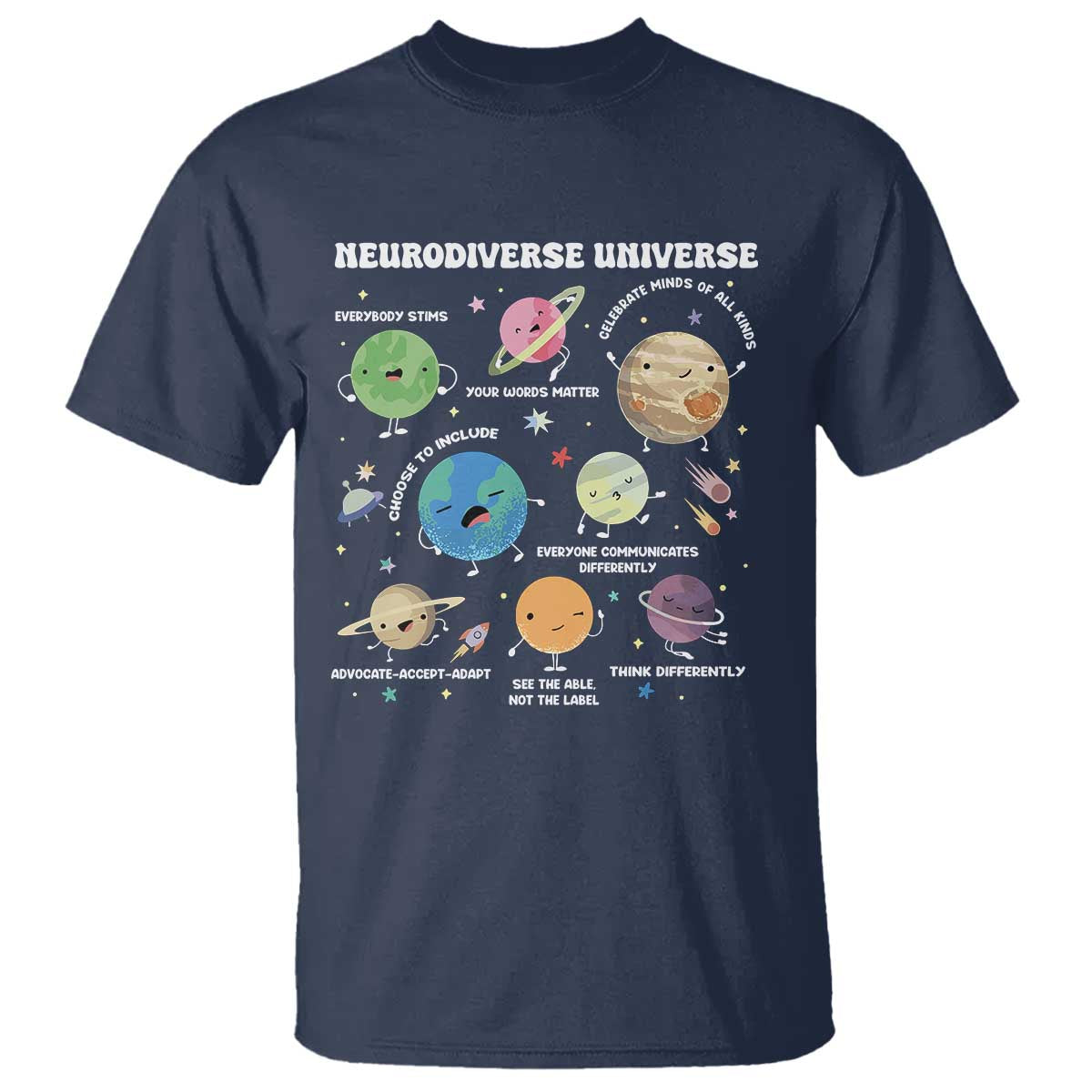 Neurodiverse Universe T Shirt Autism Awareness ASD ADHD Neurodiversity Sped Teacher