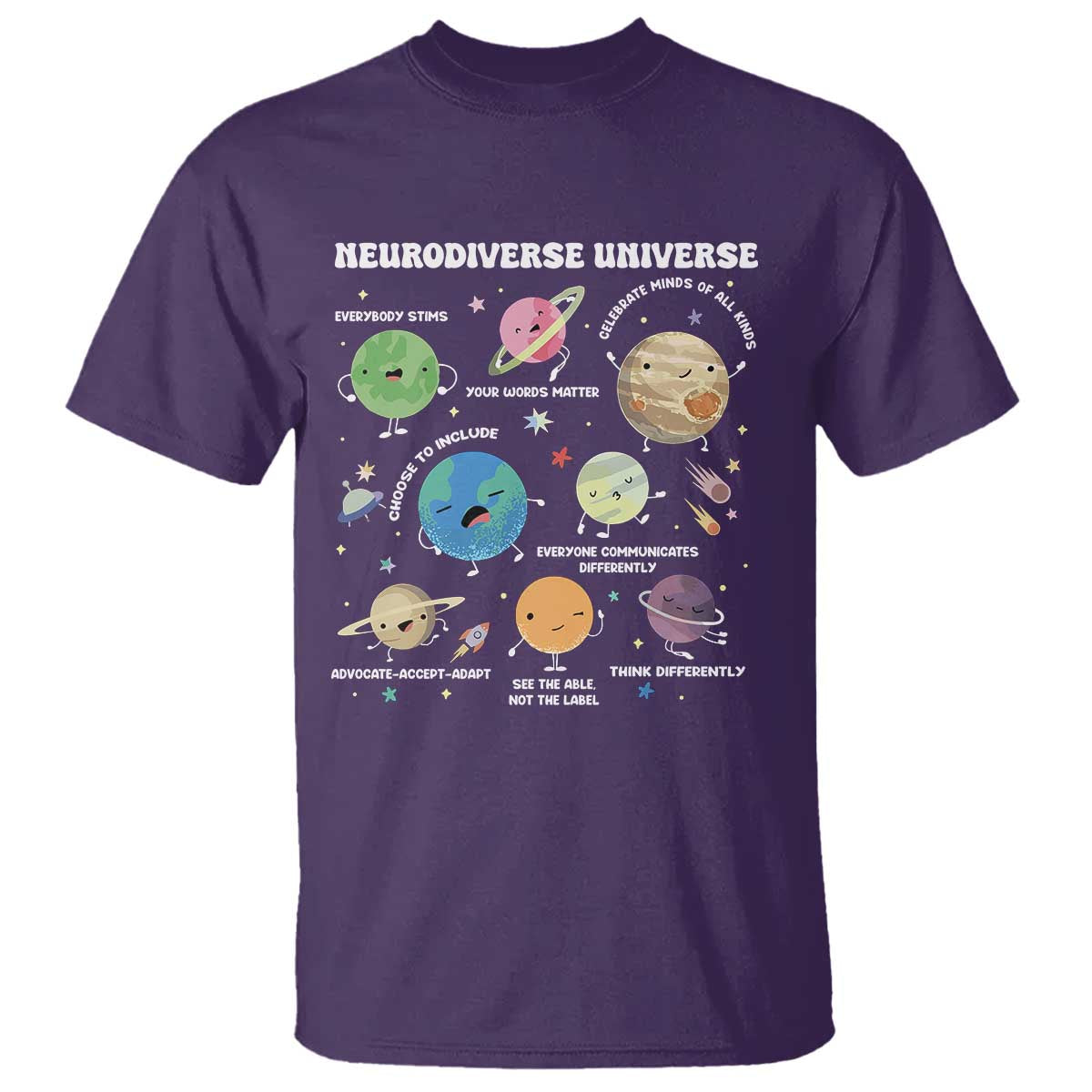 Neurodiverse Universe T Shirt Autism Awareness ASD ADHD Neurodiversity Sped Teacher