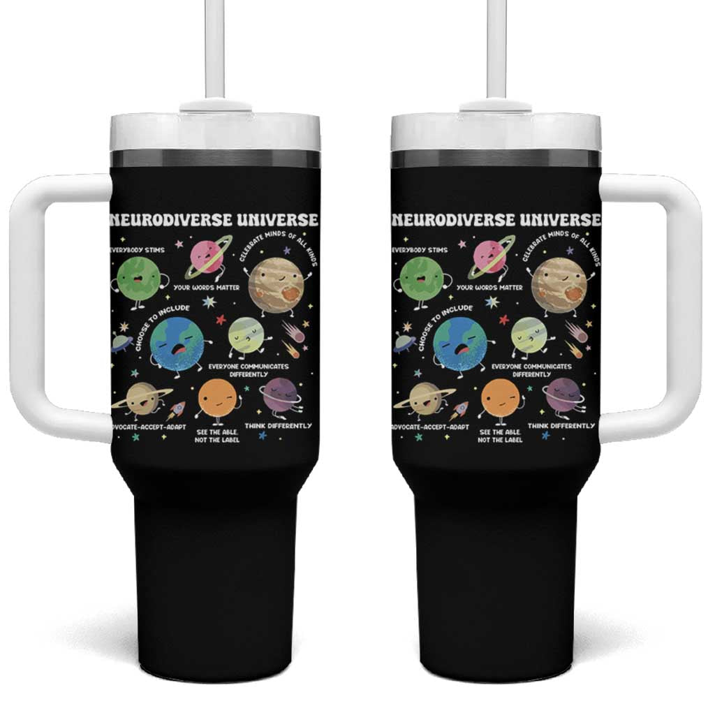 Neurodiverse Universe Tumbler With Handle Autism Awareness ASD ADHD Neurodiversity Sped Teacher