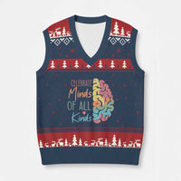 Embrace Neurodiversity V-Neck Knit Sweater Vest Celebrate Minds of All Kinds Teacher ASD - Wonder Print Shop