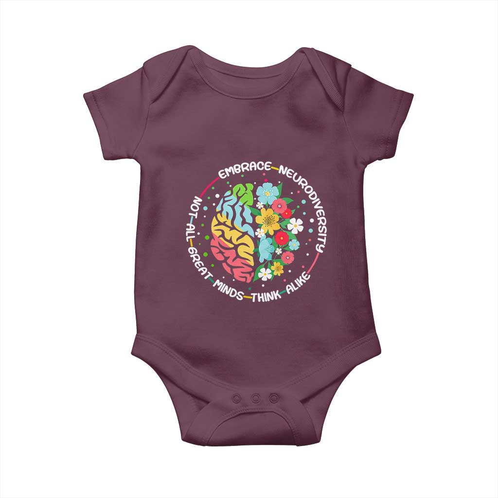 Embrace Neurodiversity Baby Onesie Neurodiverse Brain Autism Awareness ADHD Autistic