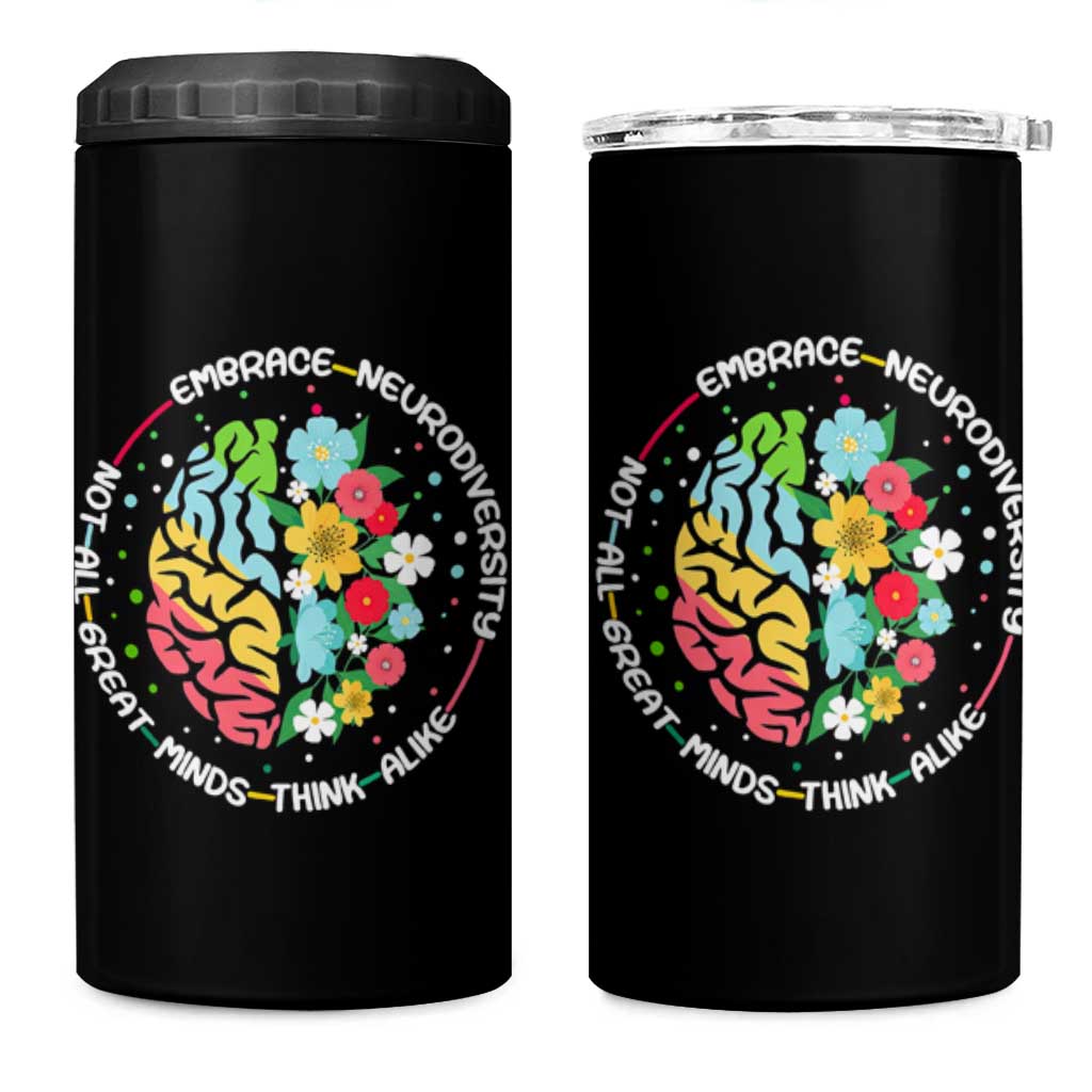 Embrace Neurodiversity 4 in 1 Can Cooler Tumbler Neurodiverse Brain Autism Awareness ADHD Autistic