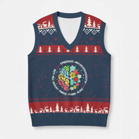 Embrace Neurodiversity V-Neck Knit Sweater Vest Neurodiverse Brain Autism Awareness ADHD Autistic - Wonder Print Shop