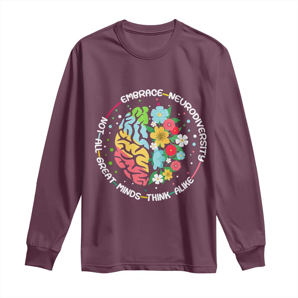 Embrace Neurodiversity Long Sleeve Shirt Neurodiverse Brain Autism Awareness ADHD Autistic