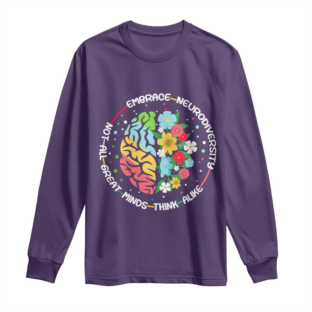 Embrace Neurodiversity Long Sleeve Shirt Neurodiverse Brain Autism Awareness ADHD Autistic