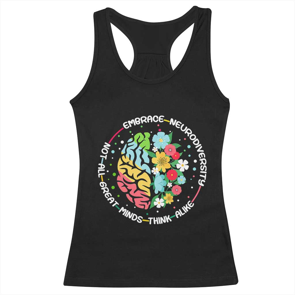 Embrace Neurodiversity Racerback Tank Top Neurodiverse Brain Autism Awareness ADHD Autistic