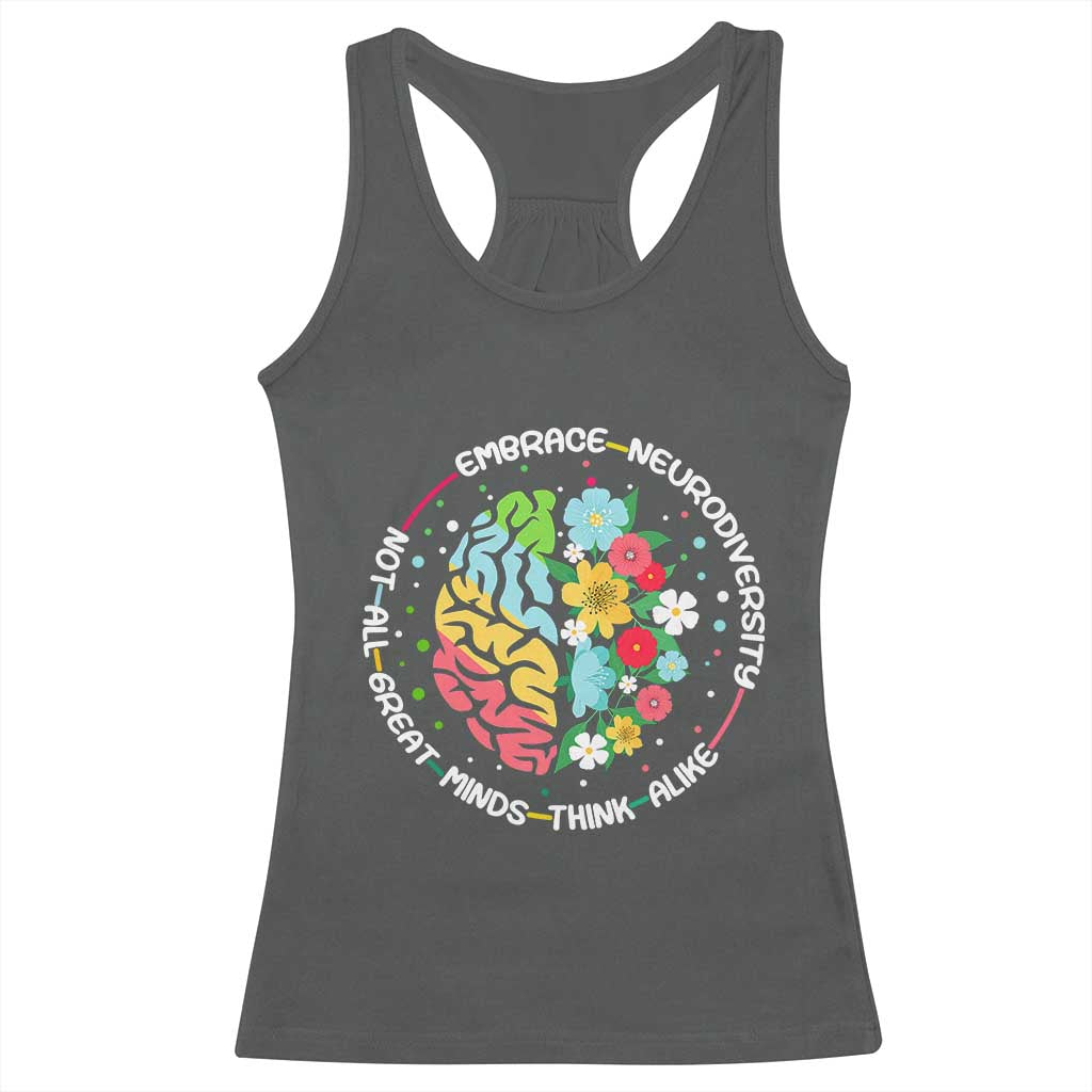 Embrace Neurodiversity Racerback Tank Top Neurodiverse Brain Autism Awareness ADHD Autistic
