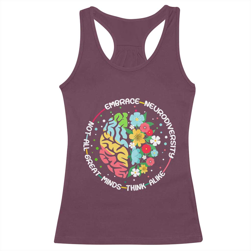 Embrace Neurodiversity Racerback Tank Top Neurodiverse Brain Autism Awareness ADHD Autistic