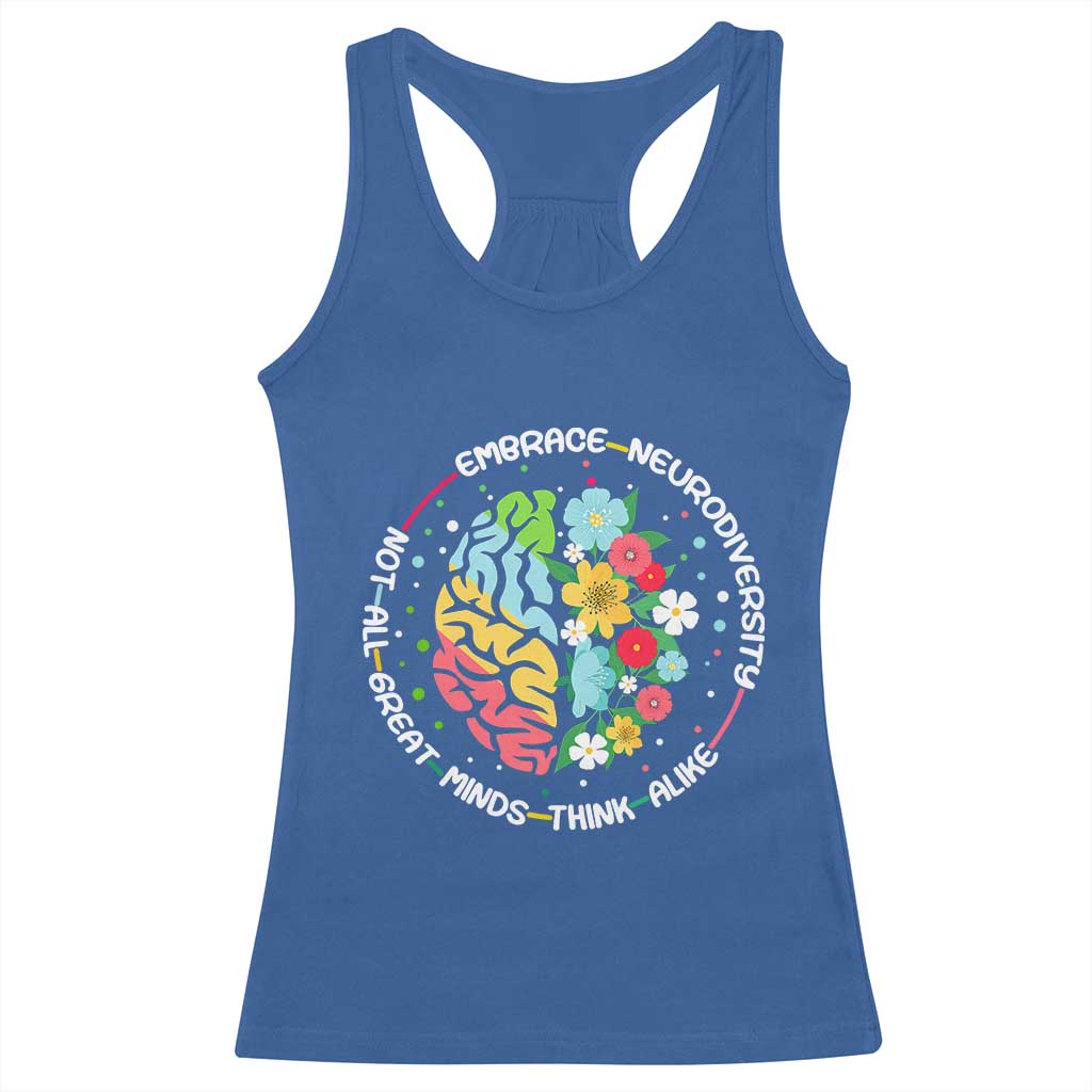 Embrace Neurodiversity Racerback Tank Top Neurodiverse Brain Autism Awareness ADHD Autistic