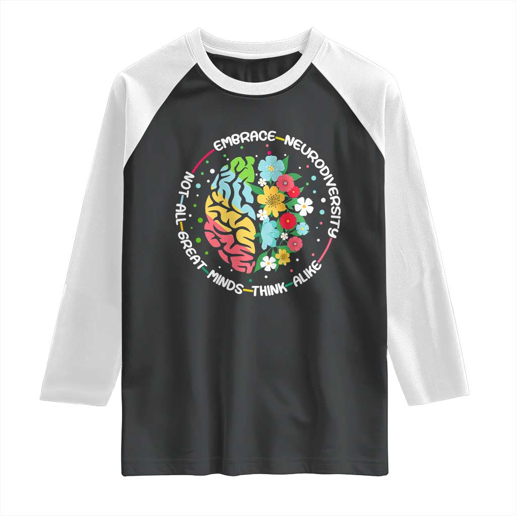 Embrace Neurodiversity Raglan Shirt Neurodiverse Brain Autism Awareness ADHD Autistic