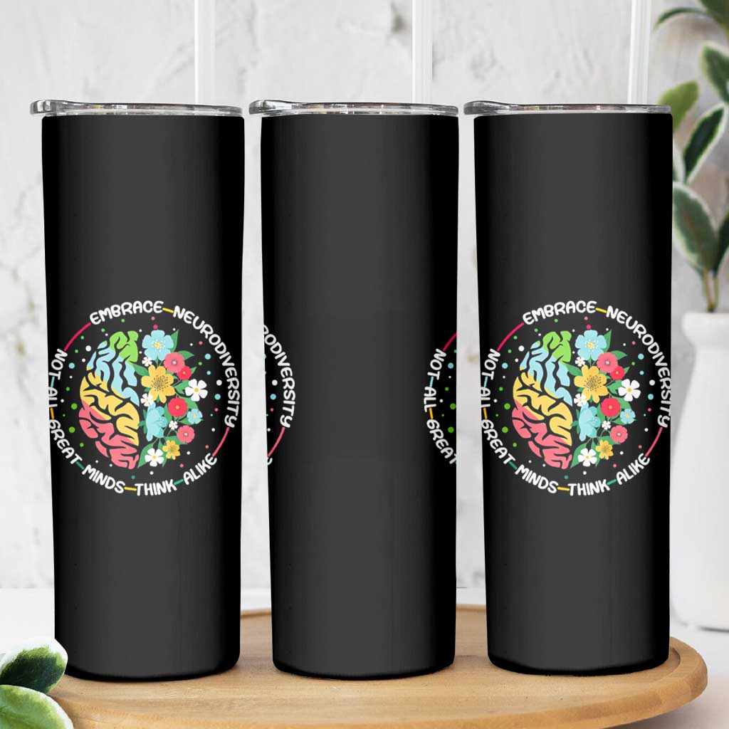 Embrace Neurodiversity Skinny Tumbler Neurodiverse Brain Autism Awareness ADHD Autistic