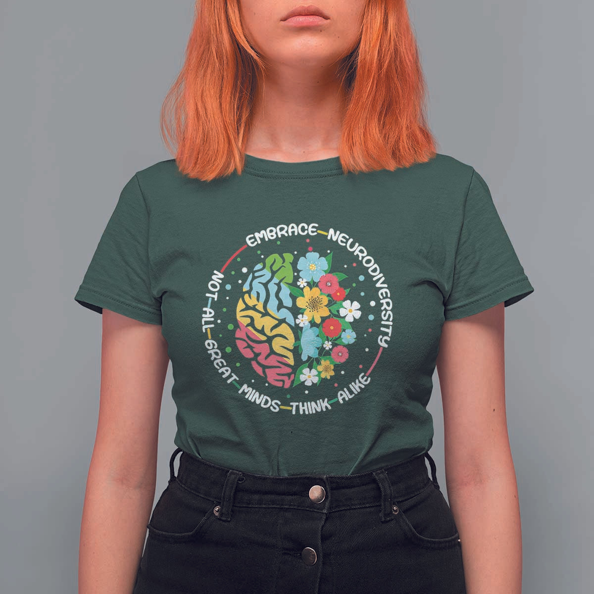 Embrace Neurodiversity T Shirt For Women Neurodiverse Brain Autism Awareness ADHD Autistic