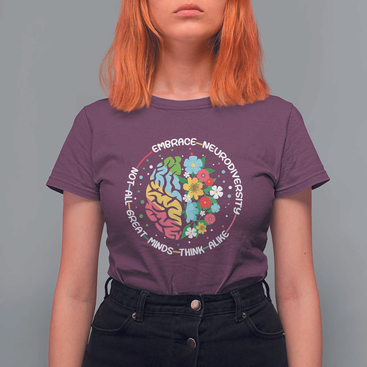 Embrace Neurodiversity T Shirt For Women Neurodiverse Brain Autism Awareness ADHD Autistic