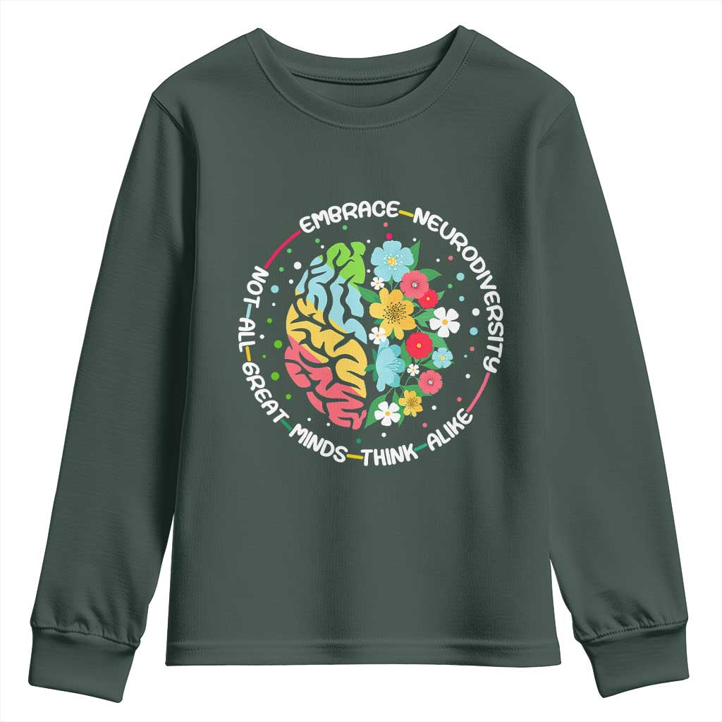 Embrace Neurodiversity Youth Sweatshirt Neurodiverse Brain Autism Awareness ADHD Autistic