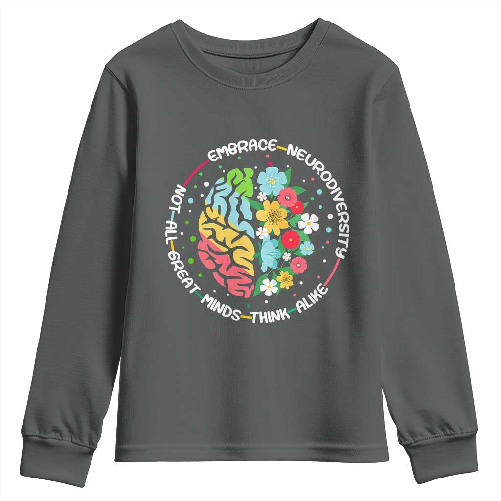 Embrace Neurodiversity Youth Sweatshirt Neurodiverse Brain Autism Awareness ADHD Autistic