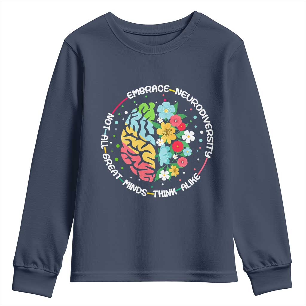 Embrace Neurodiversity Youth Sweatshirt Neurodiverse Brain Autism Awareness ADHD Autistic