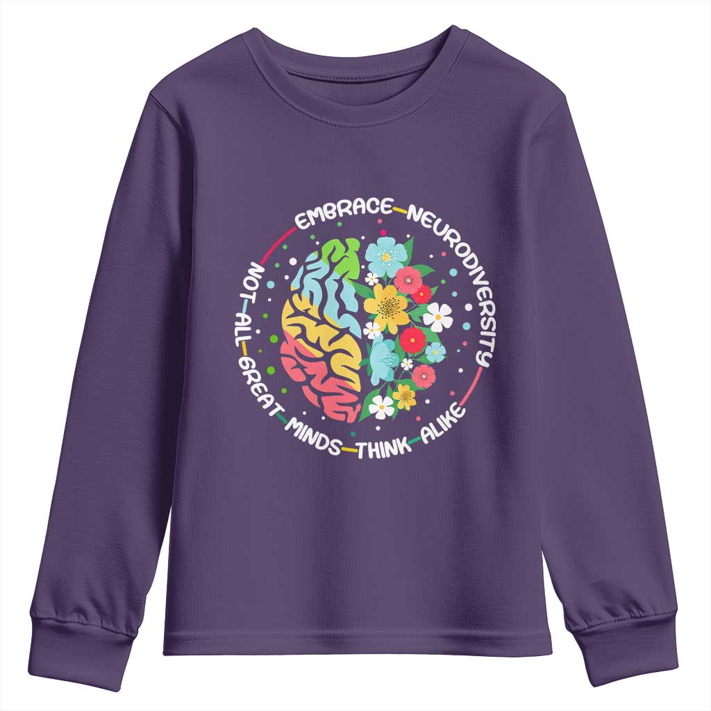 Embrace Neurodiversity Youth Sweatshirt Neurodiverse Brain Autism Awareness ADHD Autistic
