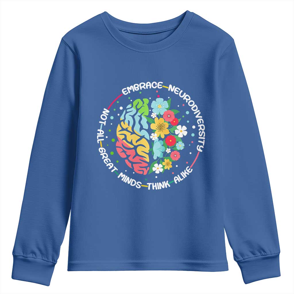 Embrace Neurodiversity Youth Sweatshirt Neurodiverse Brain Autism Awareness ADHD Autistic