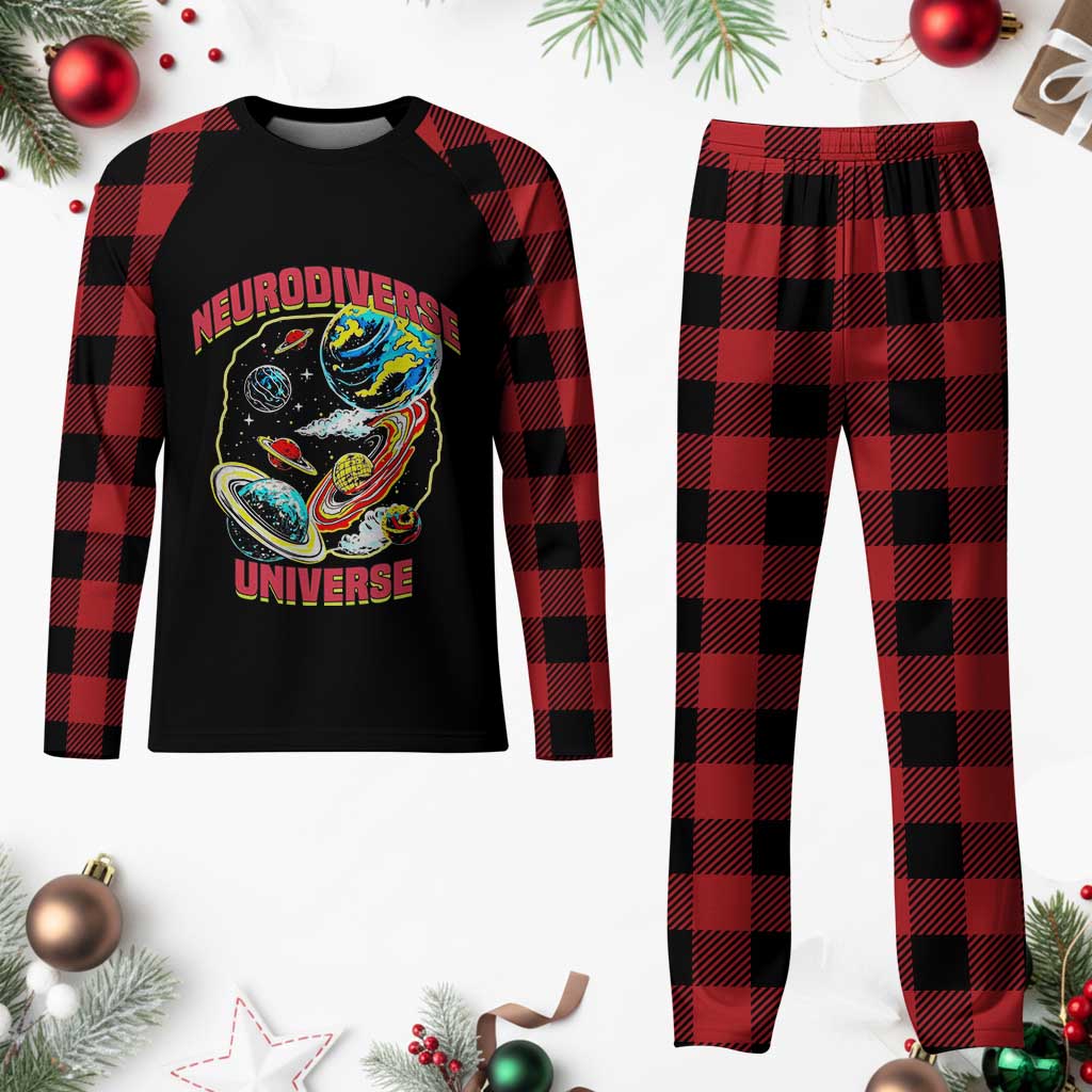 Neurodiverse Universe Plaid Pajama Set Neurodiversity Embrace ADHD Autism ASD - Wonder Print Shop