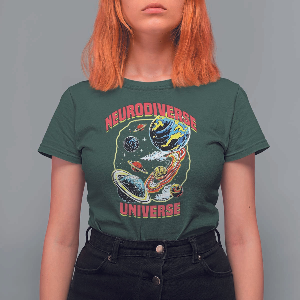Neurodiverse Universe T Shirt For Women Neurodiversity Embrace ADHD Autism ASD