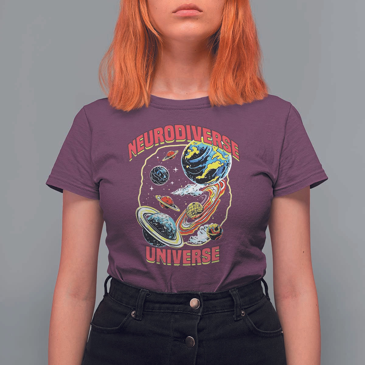Neurodiverse Universe T Shirt For Women Neurodiversity Embrace ADHD Autism ASD