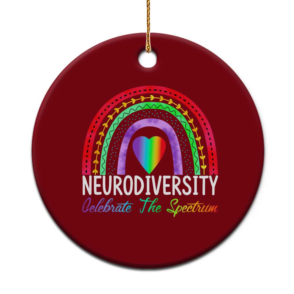 Neurodiversity Ceramic Ornament Autism Spectrum ASD ADHD Rainbow Boho - Wonder Print Shop