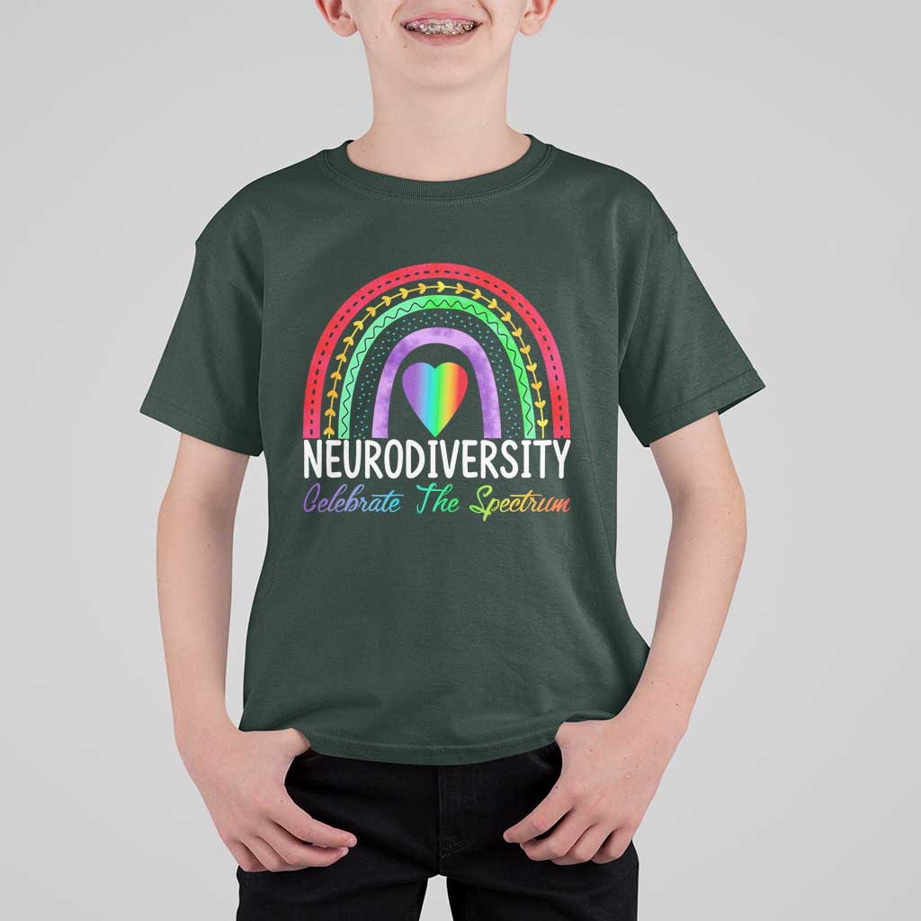 Neurodiversity T Shirt For Kid Autism Spectrum ASD ADHD Rainbow Boho