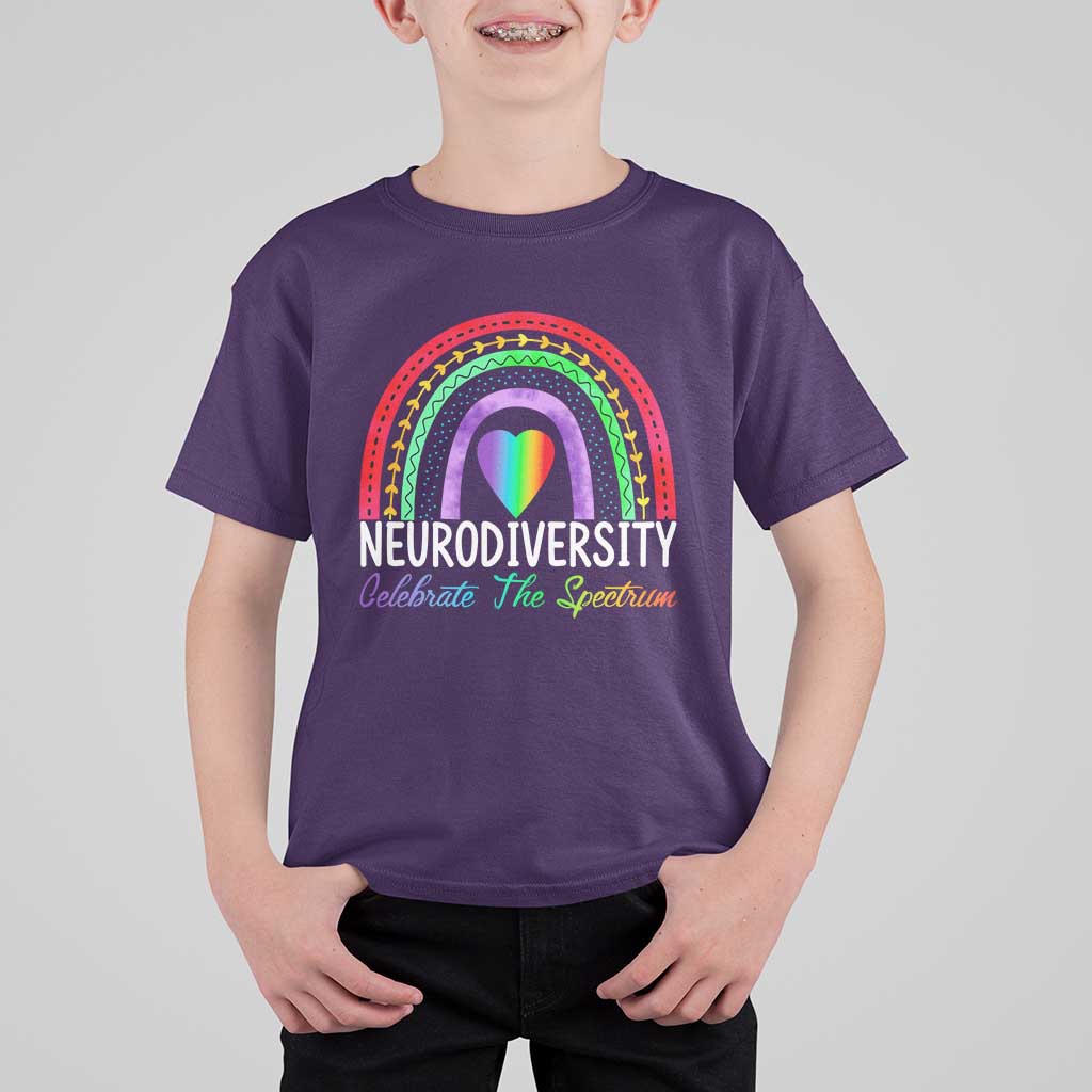 Neurodiversity T Shirt For Kid Autism Spectrum ASD ADHD Rainbow Boho