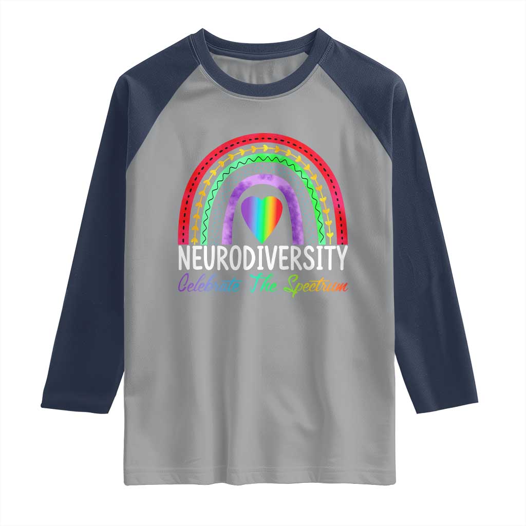 Neurodiversity Raglan Shirt Autism Spectrum ASD ADHD Rainbow Boho