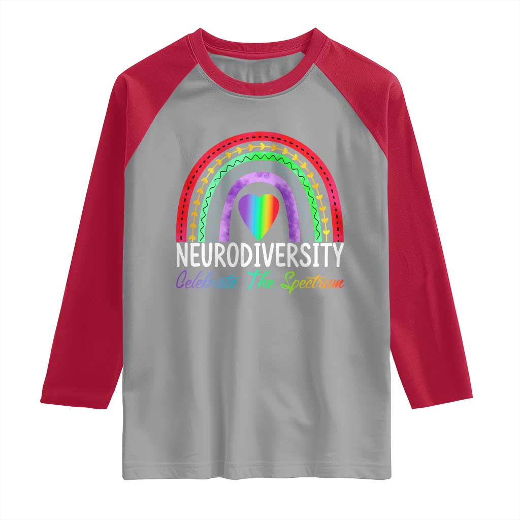 Neurodiversity Raglan Shirt Autism Spectrum ASD ADHD Rainbow Boho