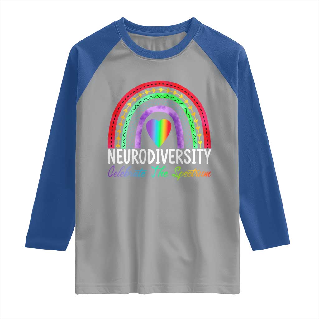 Neurodiversity Raglan Shirt Autism Spectrum ASD ADHD Rainbow Boho