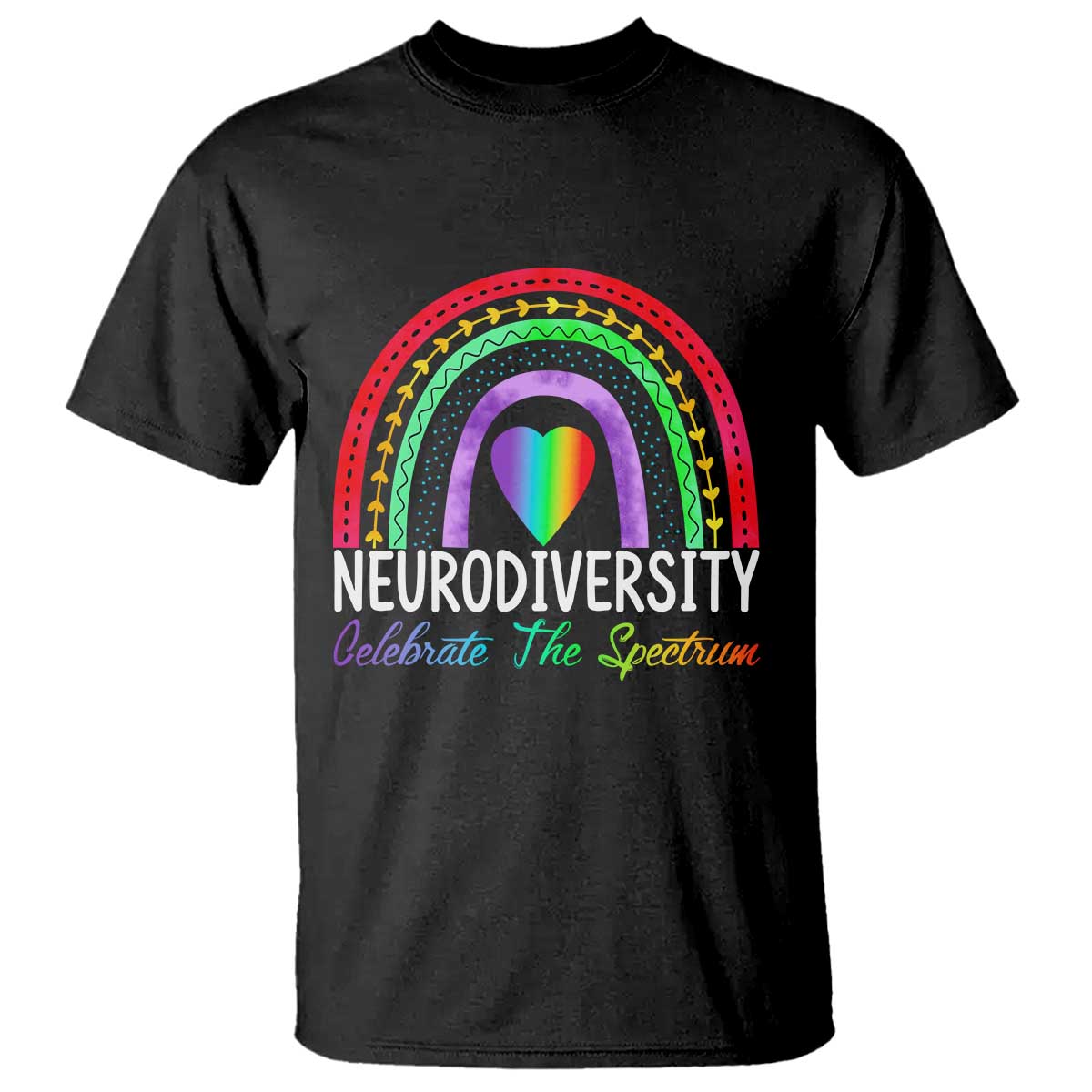 Neurodiversity T Shirt Autism Spectrum ASD ADHD Rainbow Boho