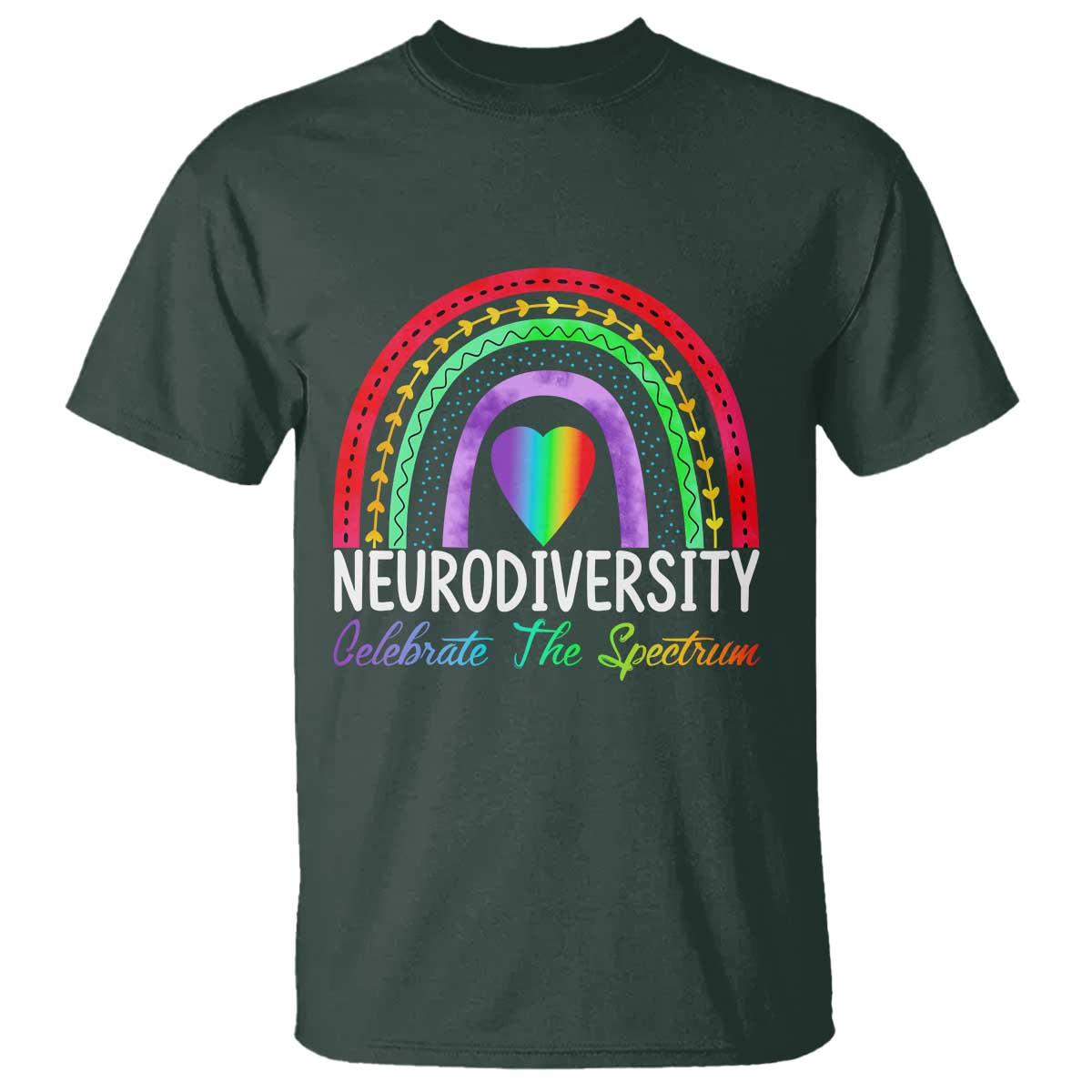 Neurodiversity T Shirt Autism Spectrum ASD ADHD Rainbow Boho
