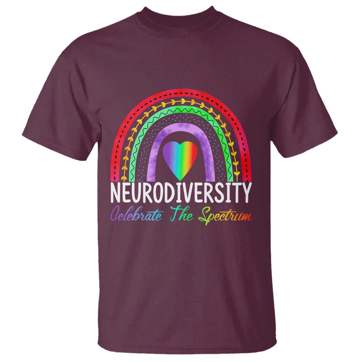 Neurodiversity T Shirt Autism Spectrum ASD ADHD Rainbow Boho