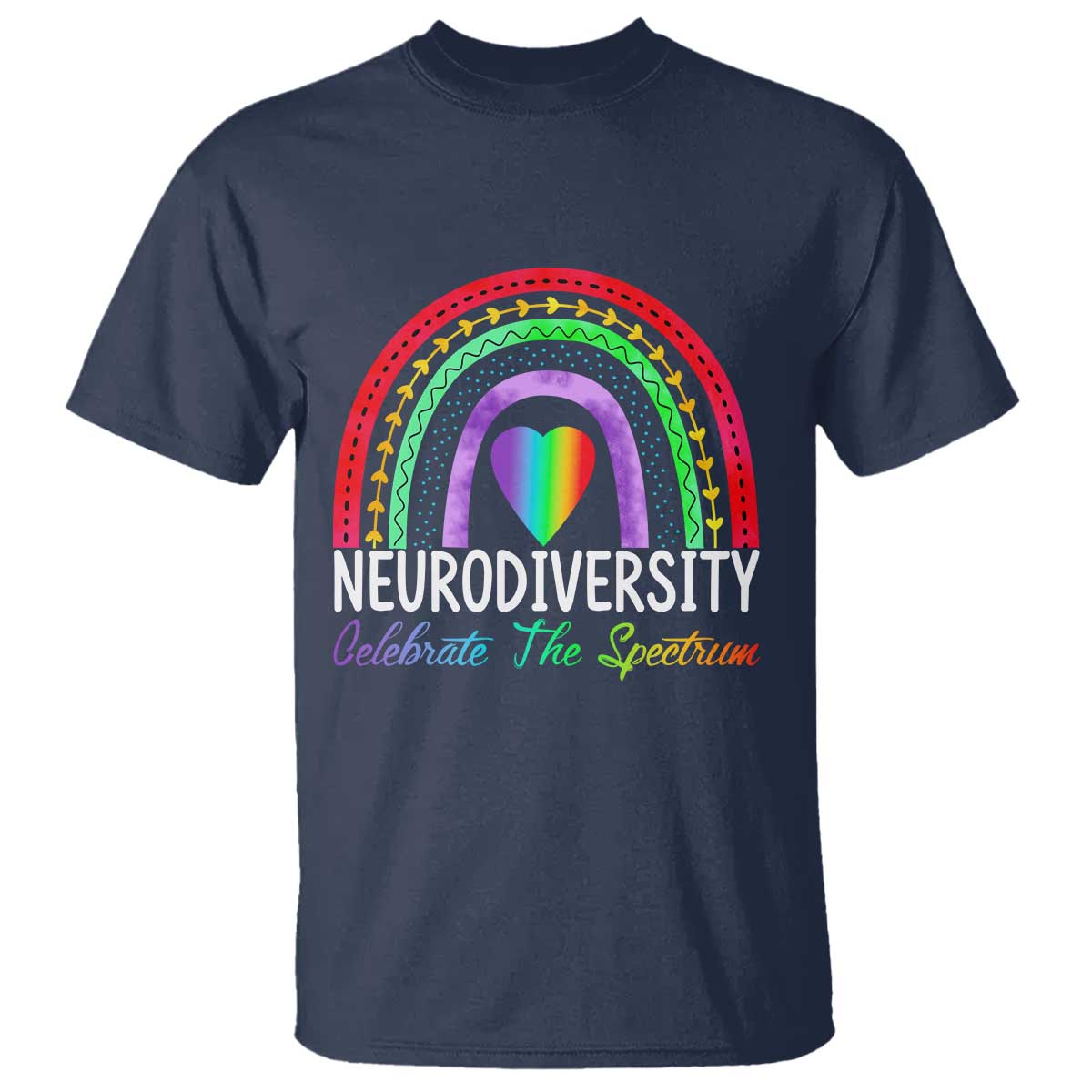 Neurodiversity T Shirt Autism Spectrum ASD ADHD Rainbow Boho