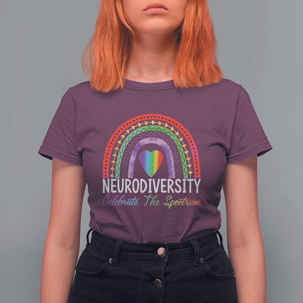 Neurodiversity T Shirt For Women Autism Spectrum ASD ADHD Rainbow Boho