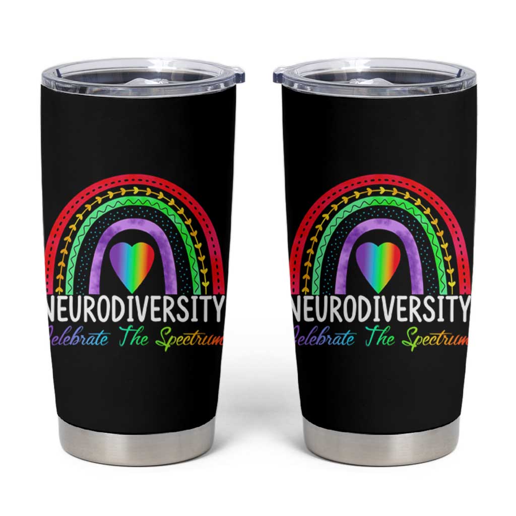 Neurodiversity Tumbler Cup Autism Spectrum ASD ADHD Rainbow Boho