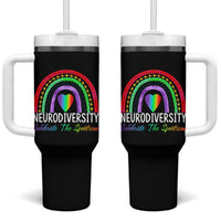 Neurodiversity Tumbler With Handle Autism Spectrum ASD ADHD Rainbow Boho