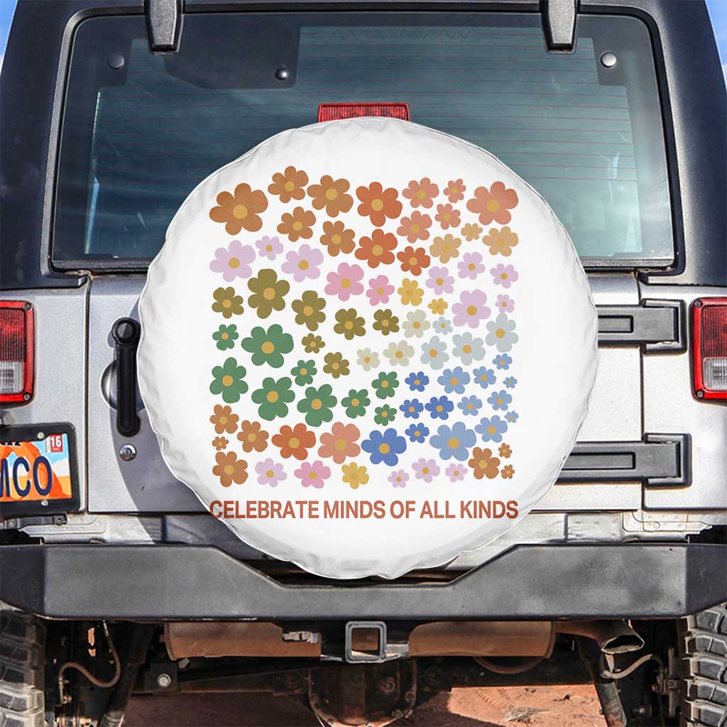 Neurodiversity Boho Floral Spare Tire Cover Celebrate Minds of All Kinds Autism ADHD ASD