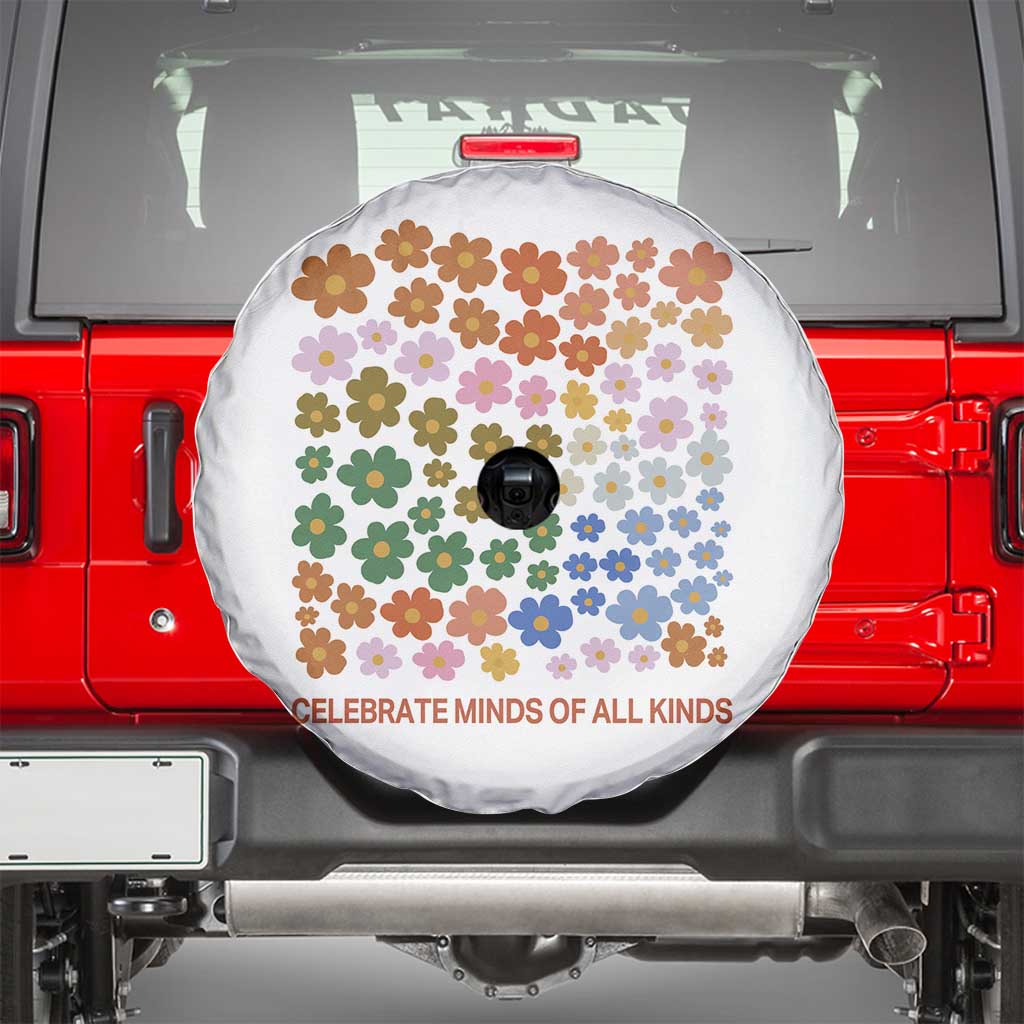 Neurodiversity Boho Floral Spare Tire Cover Celebrate Minds of All Kinds Autism ADHD ASD